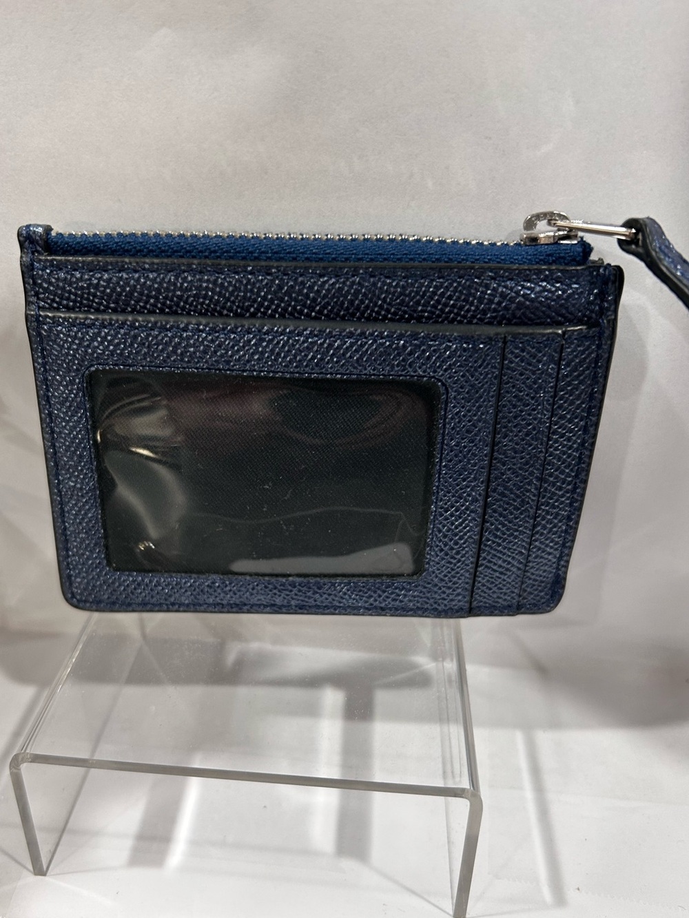 Coach Navy Leather Zip Wristlet Card Case - Picture 2 of 4
